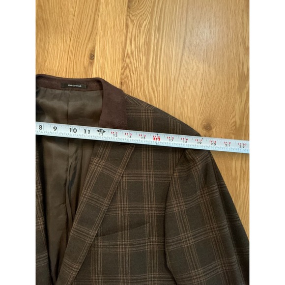 Gio Matto Wool Sport Coat 40R Brown Plaid Blazer Suede Collar Elbow Patches - Picture 10 of 14